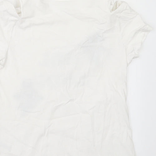 F&F Girls White   Basic T-Shirt Size 9-10 Years  - cold shoulder