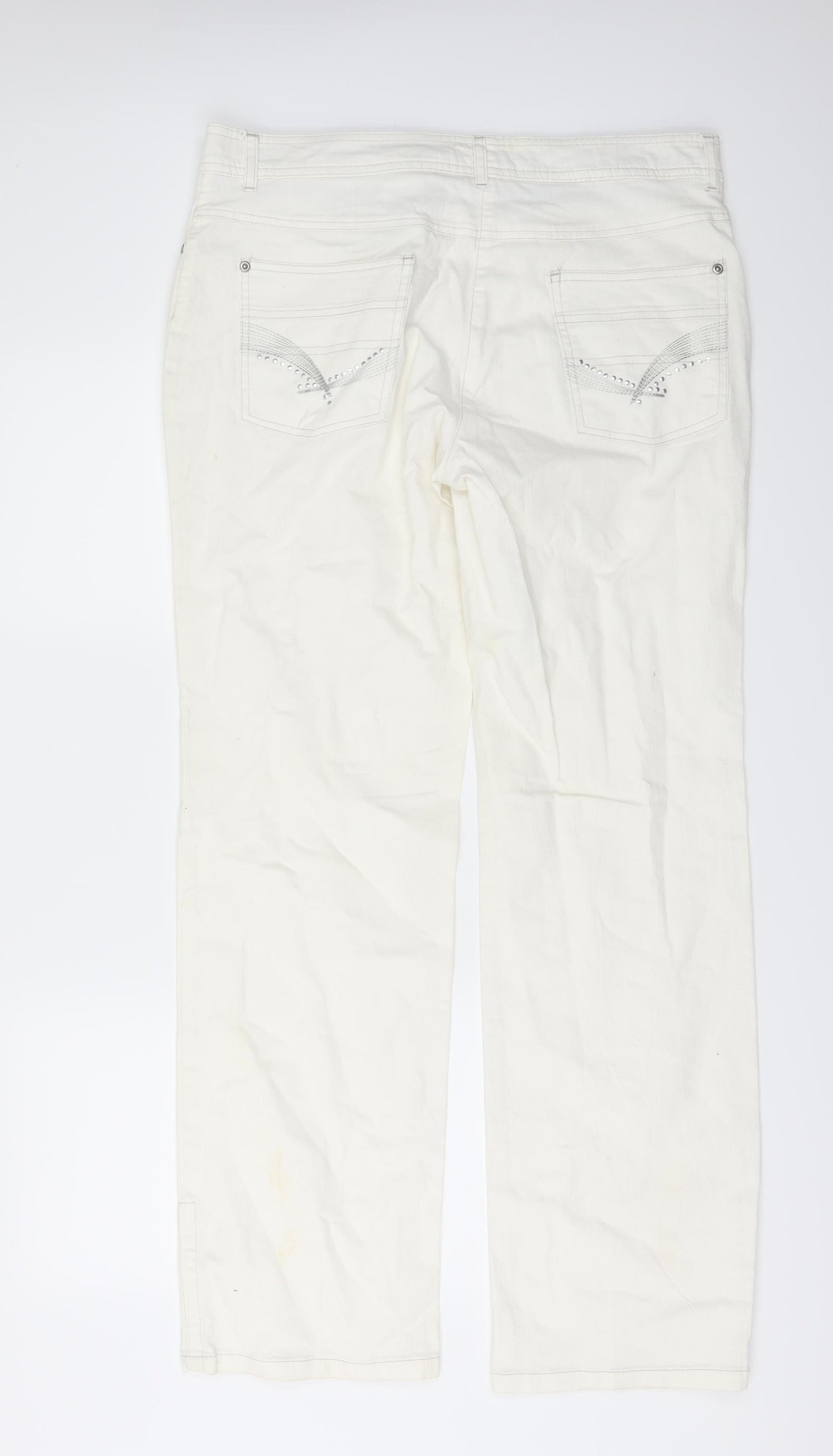 Stehmann Womens White  Denim Straight Jeans Size 16 L32 in