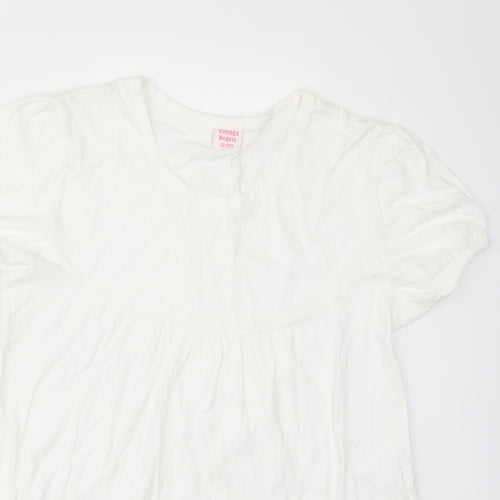 vintage angles Girls White   Basic T-Shirt Size 13 Years