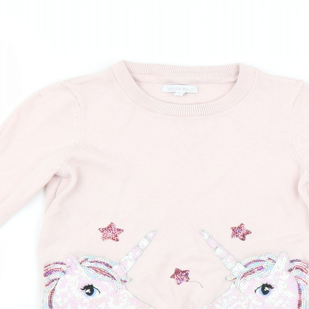 bluezoo Girls Pink   Pullover Jumper Size 5-6 Years  - unicorn