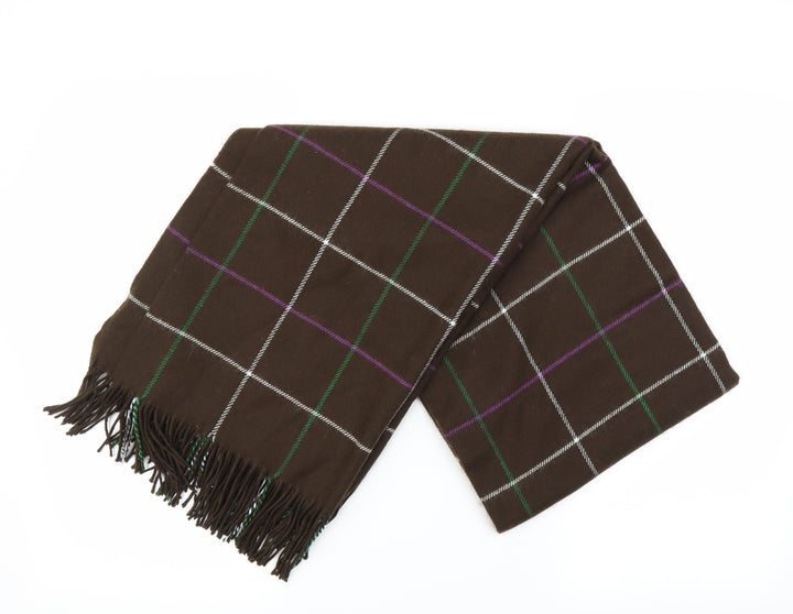 Hawkshead Unisex Brown Plaids & Checks Rectangle Scarf Scarf One Size