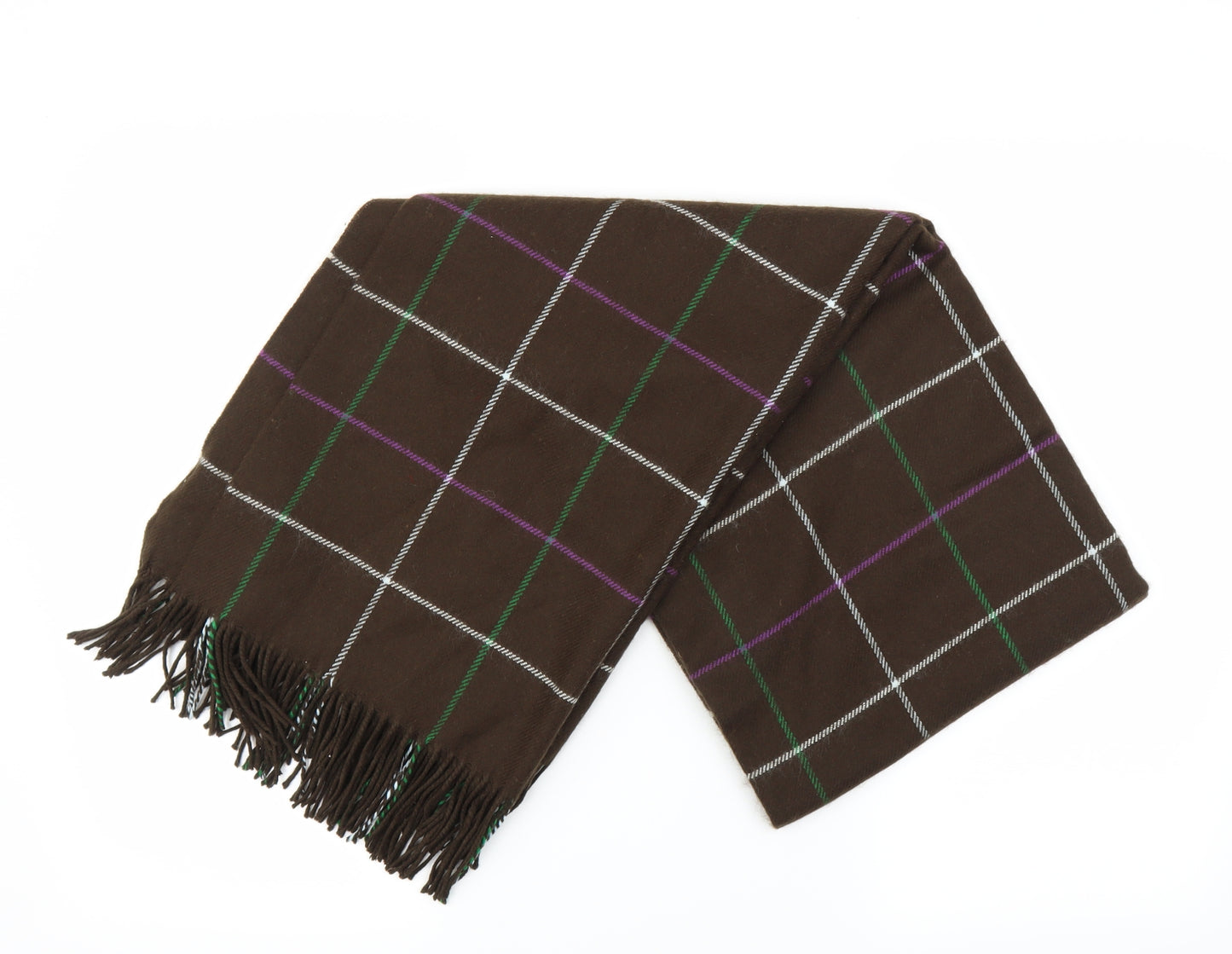 Hawkshead Unisex Brown Plaids & Checks  Rectangle Scarf Scarf One Size