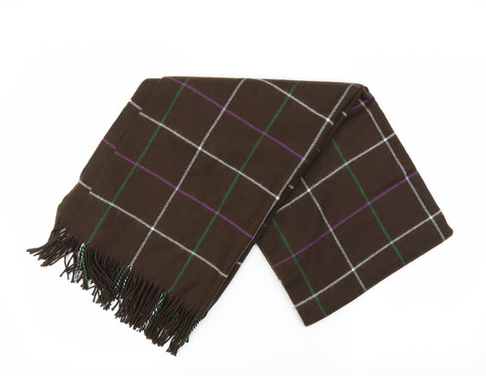 Front view of Hawkshead unisex brown plaids & checks rectangle scarf scarf one size