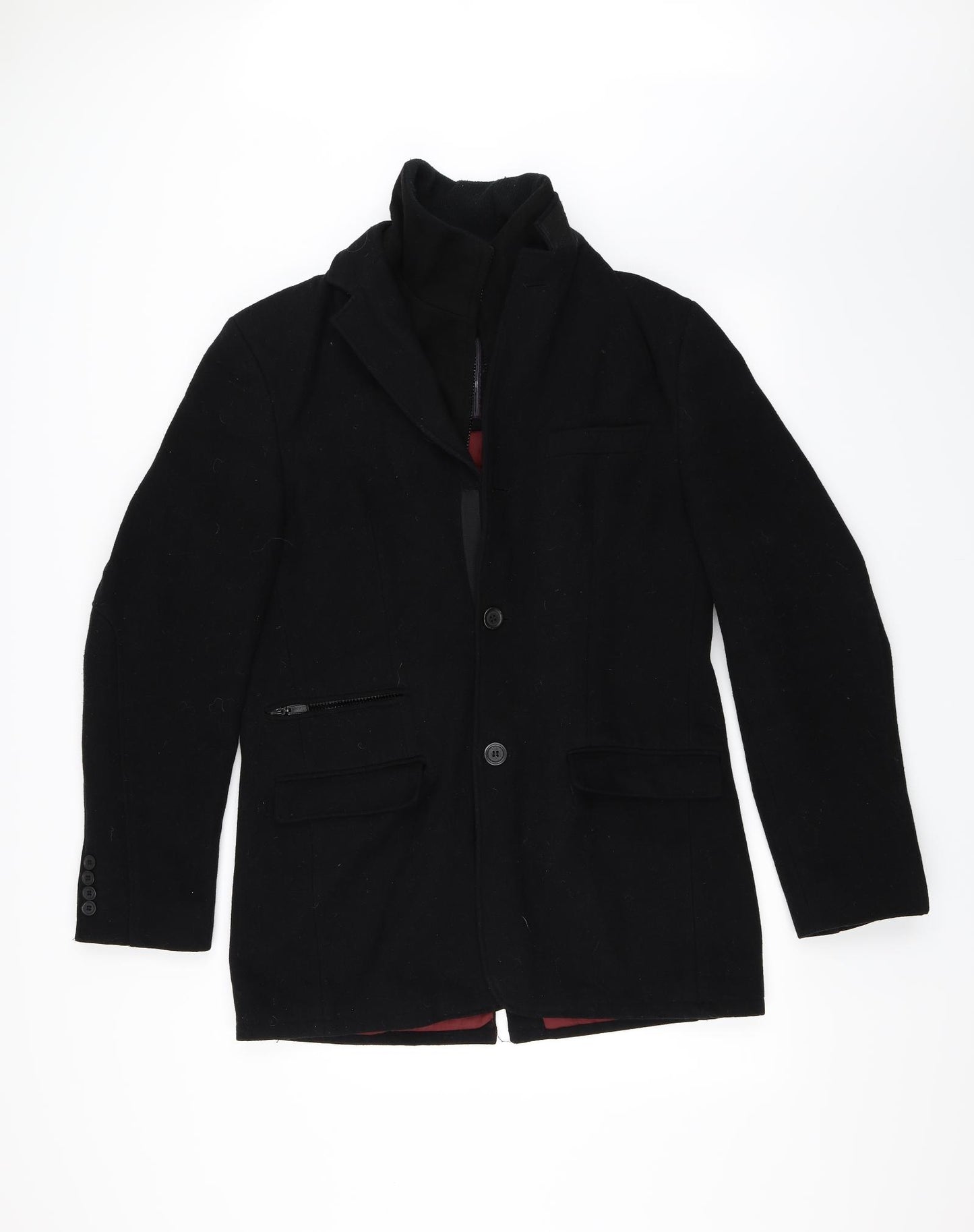 Angelo Litrico Mens Black   Overcoat Coat Size 50