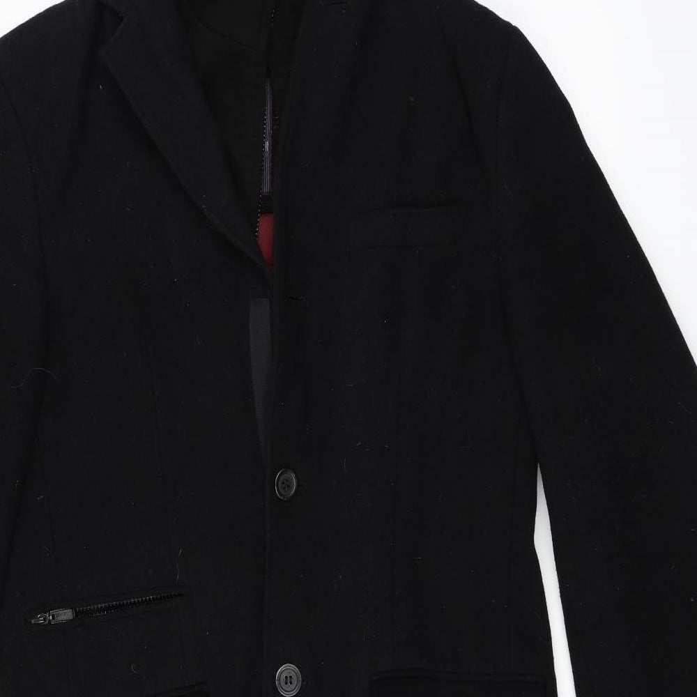 Angelo Litrico Mens Black   Overcoat Coat Size 50