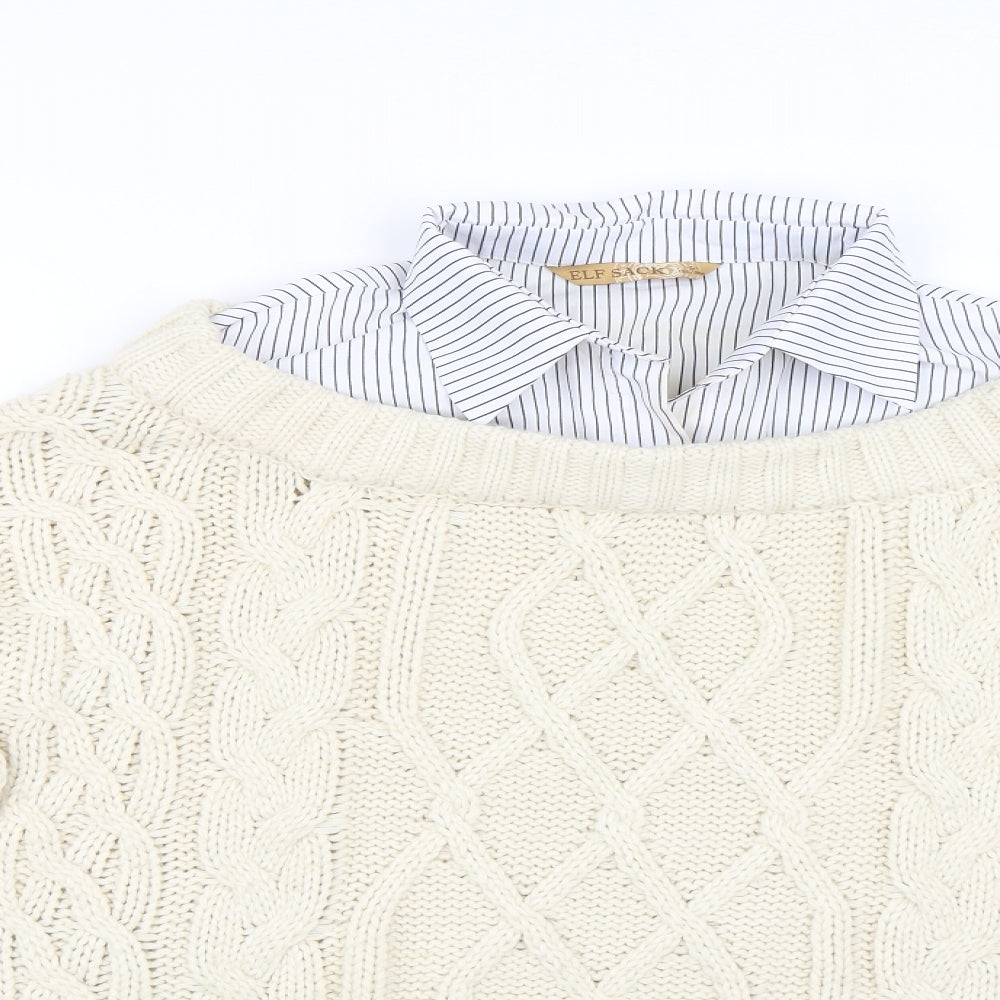 Elf Sack Womens Ivory   Pullover Jumper Size S  - 2-IN-1 Jumper