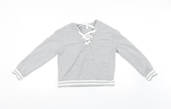 Preworn Girls Grey   Pullover Sweatshirt Size 10 Years