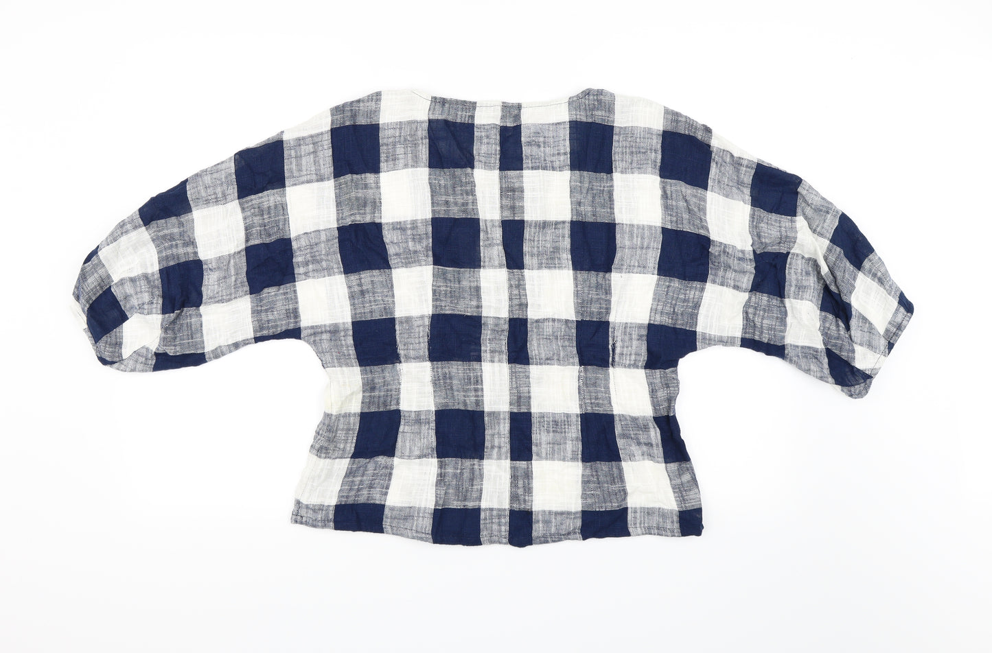 Zara Womens Blue Check  Basic Blouse Size M