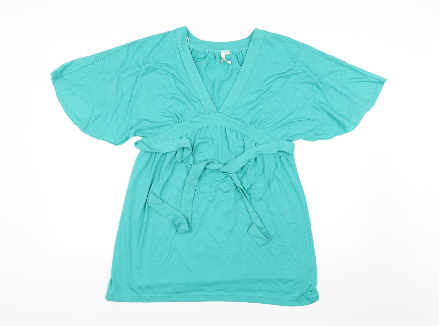 Miss Fiori Womens Green   Basic Blouse Size 10  - Tie Waist