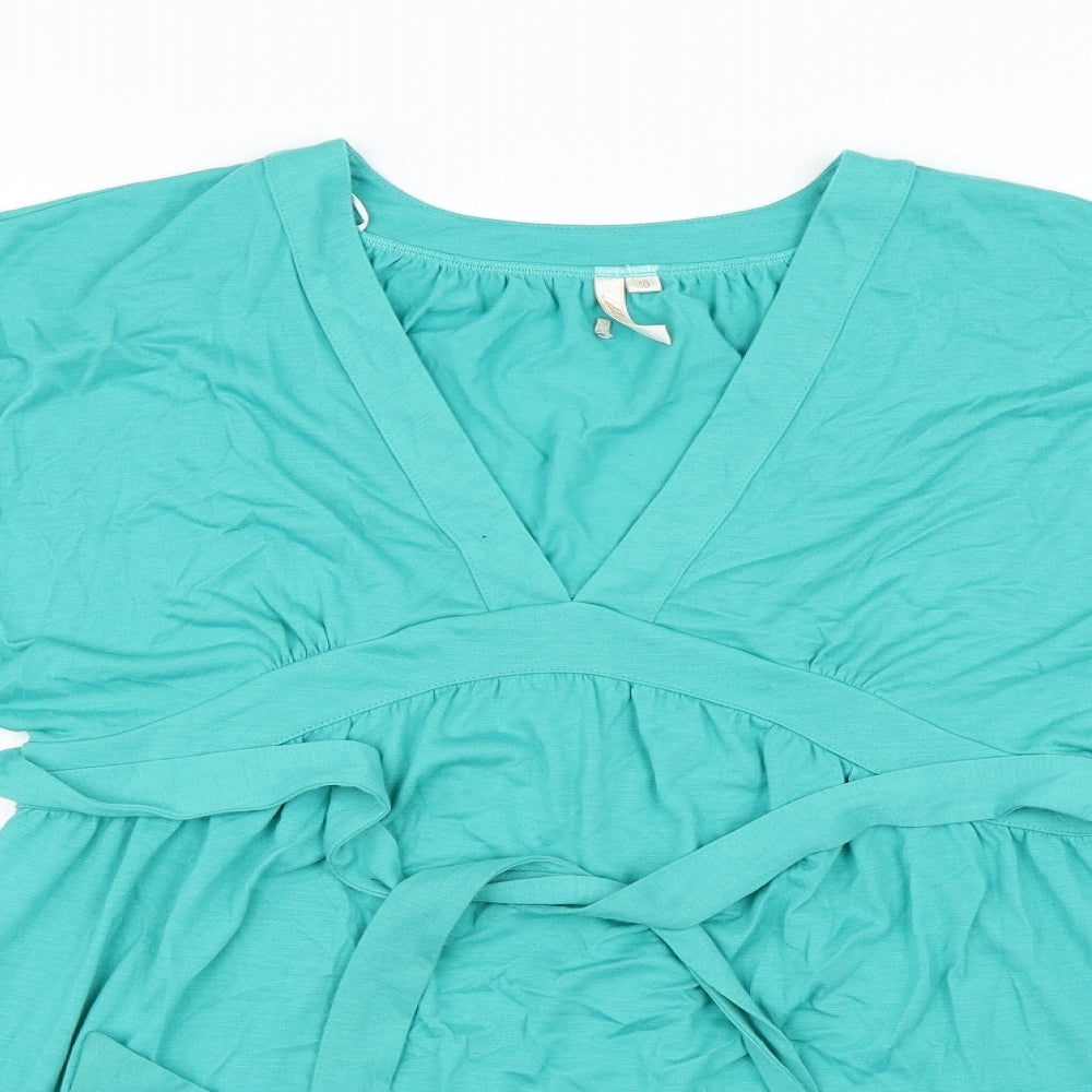 Miss Fiori Womens Green   Basic Blouse Size 10  - Tie Waist