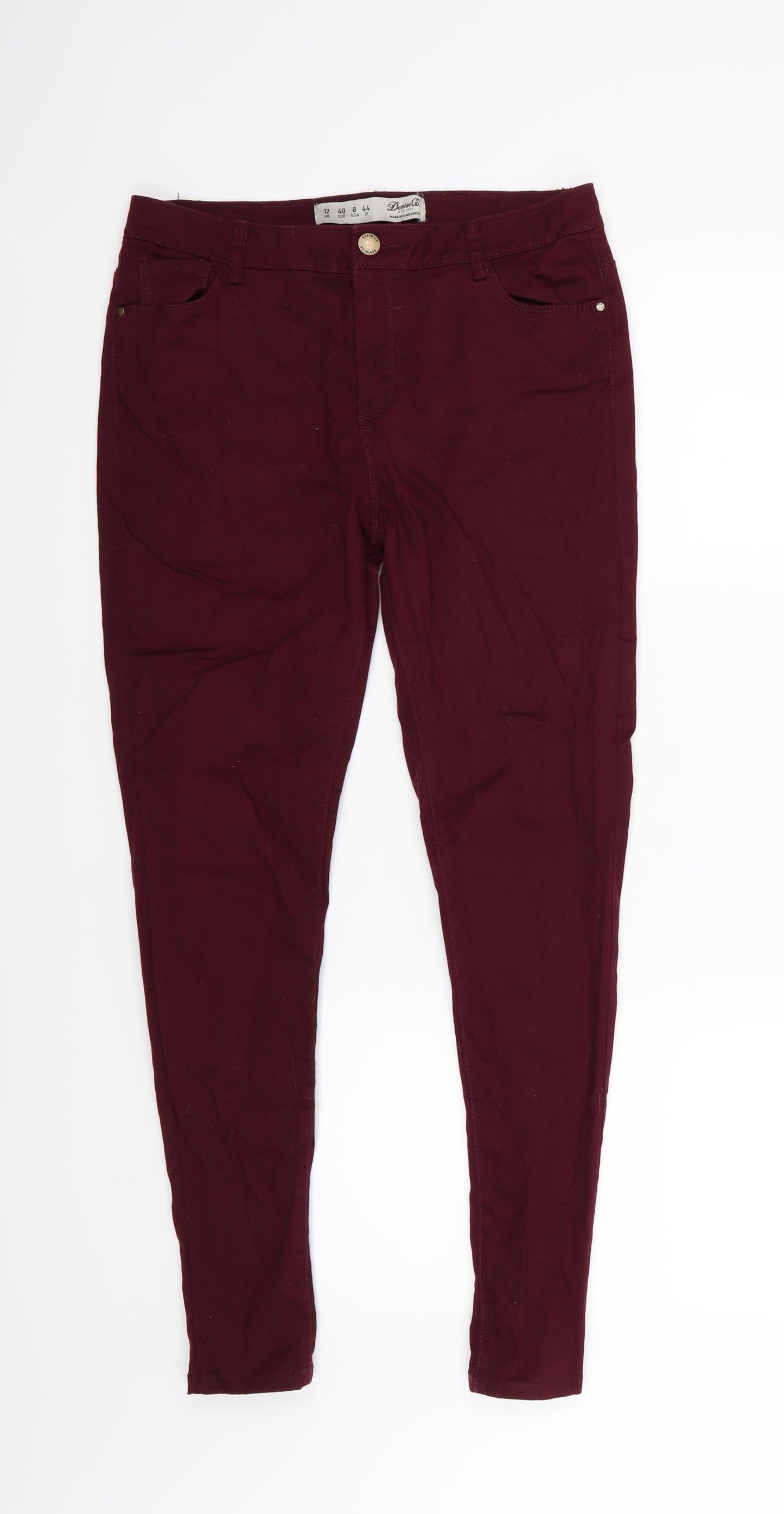 Denim & Co. Womens Purple  Denim Skinny Jeans Size 12 L27 in - Burgundy