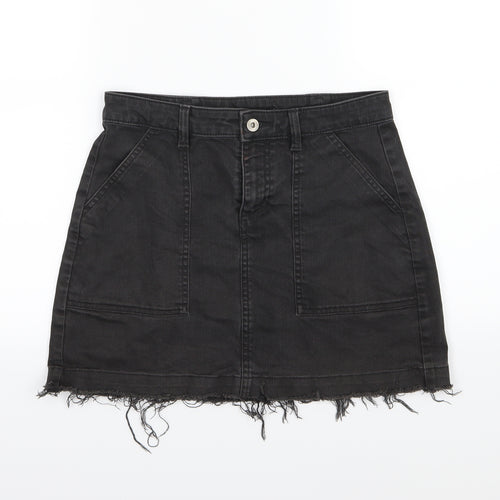 Preworn Womens Black  Denim A-Line Skirt Size 28 in