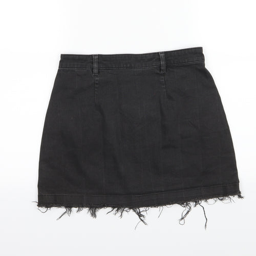 Preworn Womens Black  Denim A-Line Skirt Size 28 in