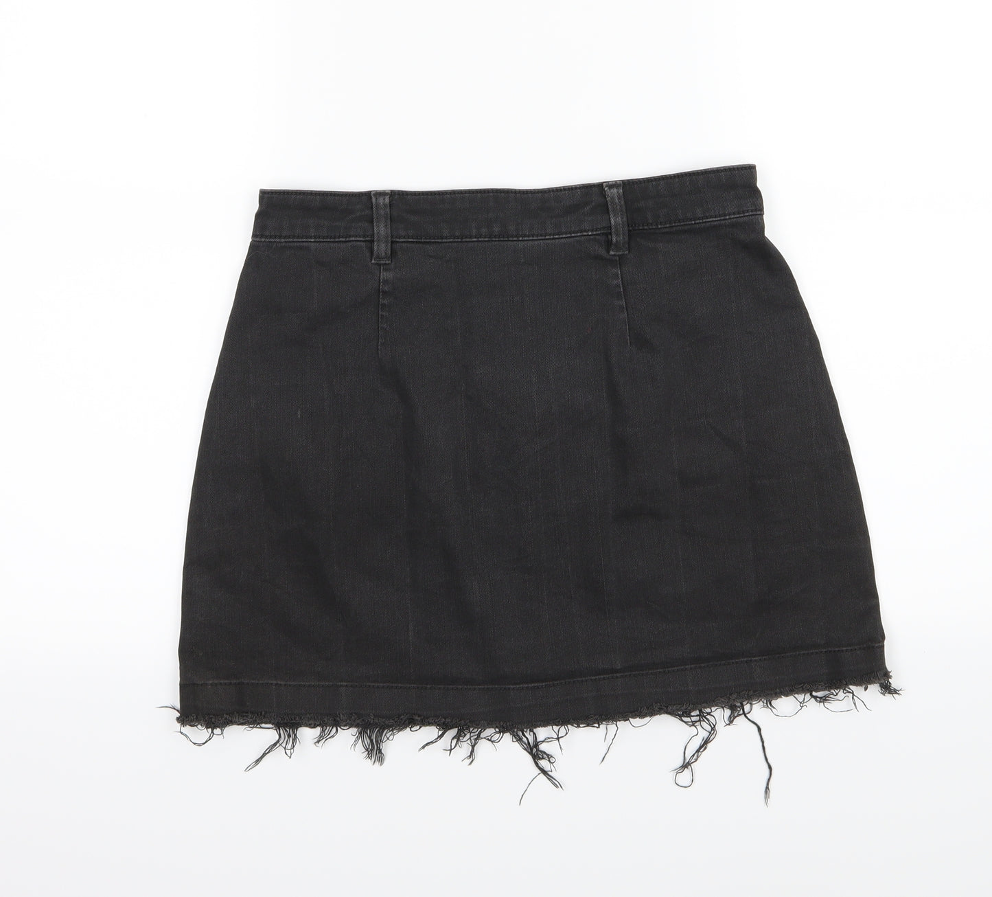 Preworn Womens Black  Denim A-Line Skirt Size 28 in