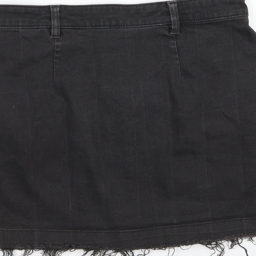 Preworn Womens Black  Denim A-Line Skirt Size 28 in