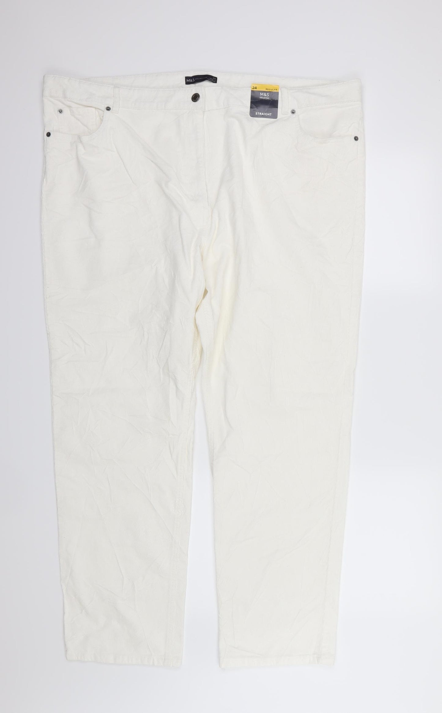 Marks and Spencer Womens White  Corduroy Straight Jeans Size 24 L30 in
