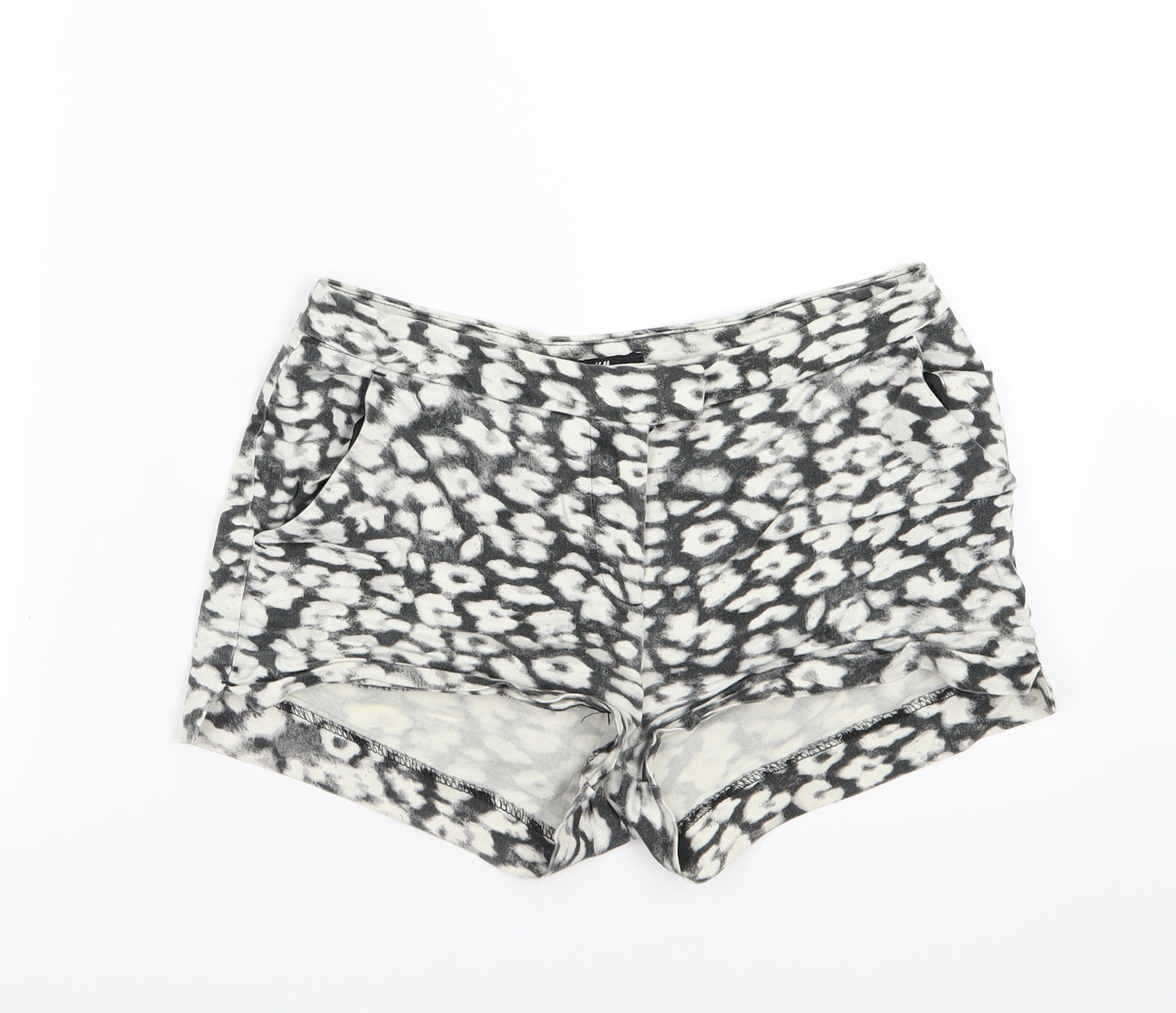 H&M Womens Grey Animal Print  Hot Pants Shorts Size 8