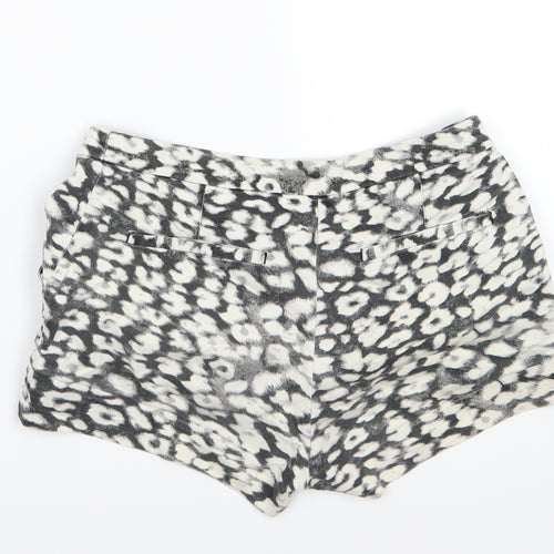 H&M Womens Grey Animal Print  Hot Pants Shorts Size 8