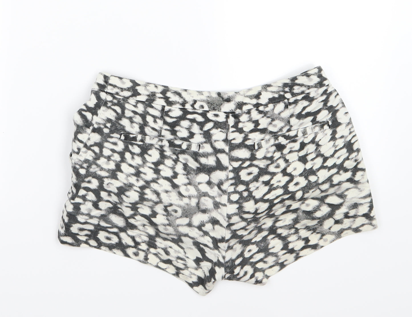 H&M Womens Grey Animal Print  Hot Pants Shorts Size 8