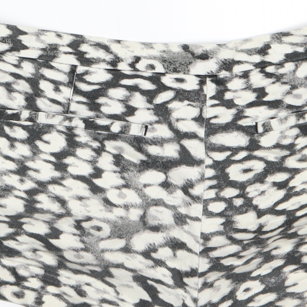 H&M Womens Grey Animal Print  Hot Pants Shorts Size 8