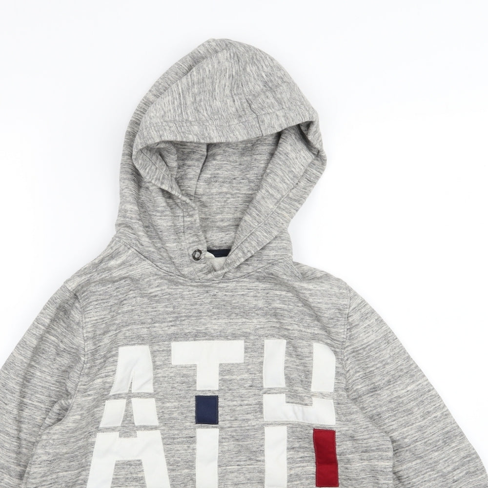 H&M Boys Grey Striped Jersey Pullover Hoodie Size 12-13 Years
