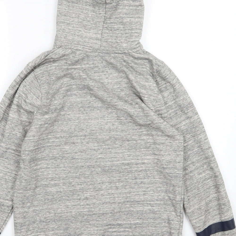 H&M Boys Grey Striped Jersey Pullover Hoodie Size 12-13 Years