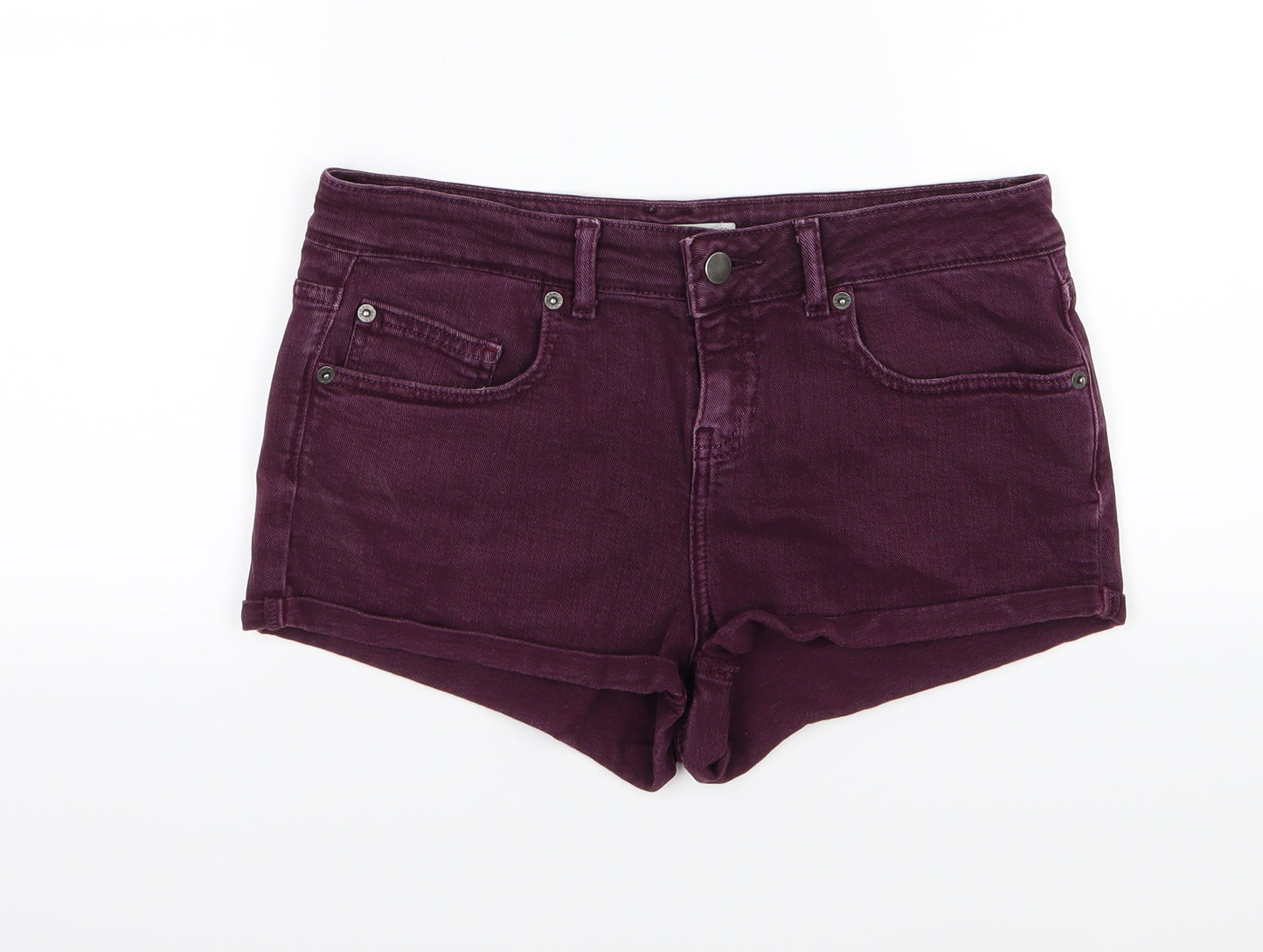Topshop Womens Purple  Denim Hot Pants Shorts Size 12