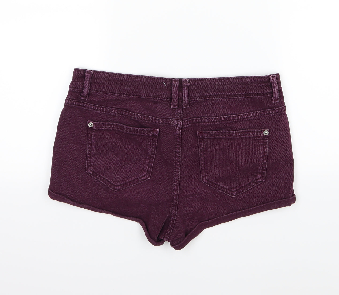 Topshop Womens Purple  Denim Hot Pants Shorts Size 12