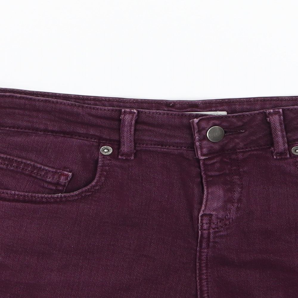 Topshop Womens Purple  Denim Hot Pants Shorts Size 12
