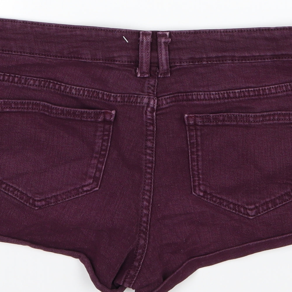 Topshop Womens Purple  Denim Hot Pants Shorts Size 12