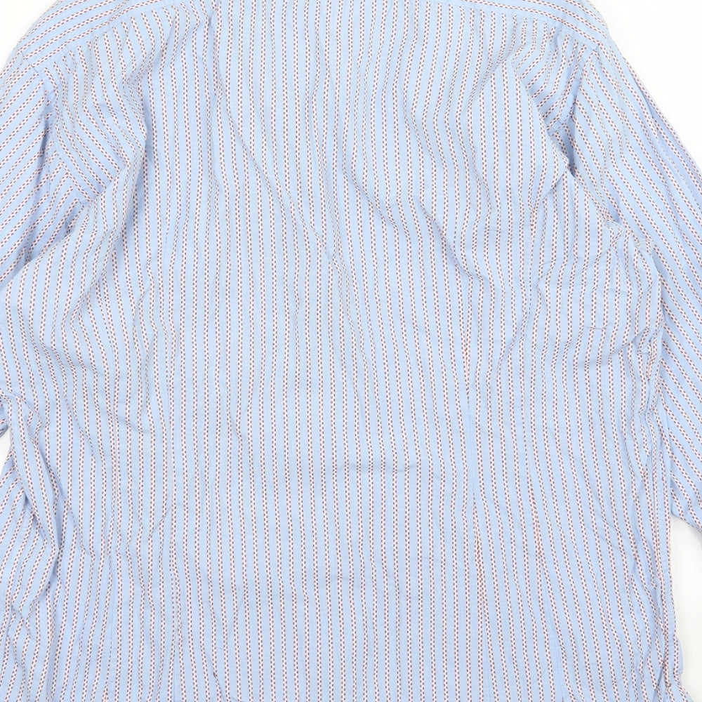 Duffer Bros Mens Blue Striped Woven  Dress Shirt Size 16.5