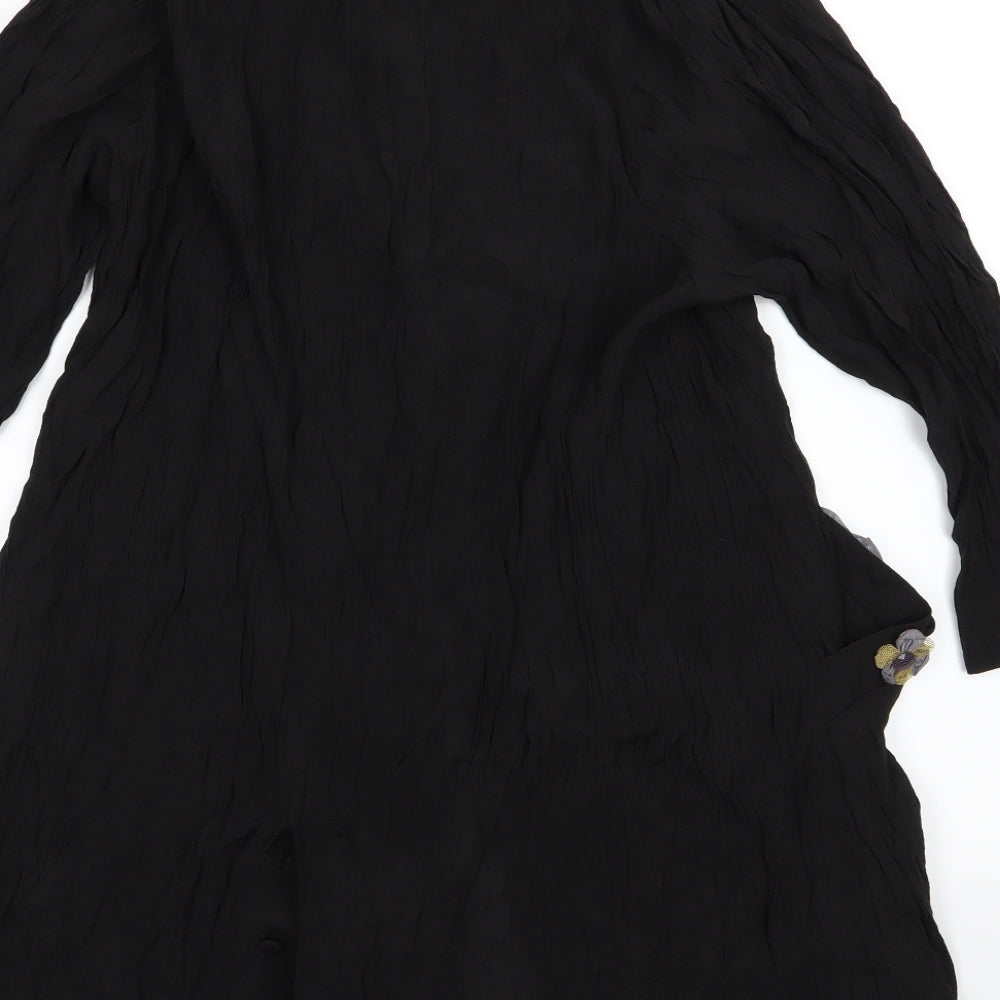 Gozzip Womens Black Floral Chiffon Basic Blouse Size M  - lightweight