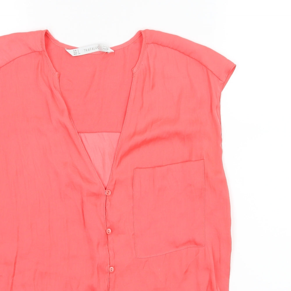 Zara Womens Pink  Chiffon Basic Blouse Size S