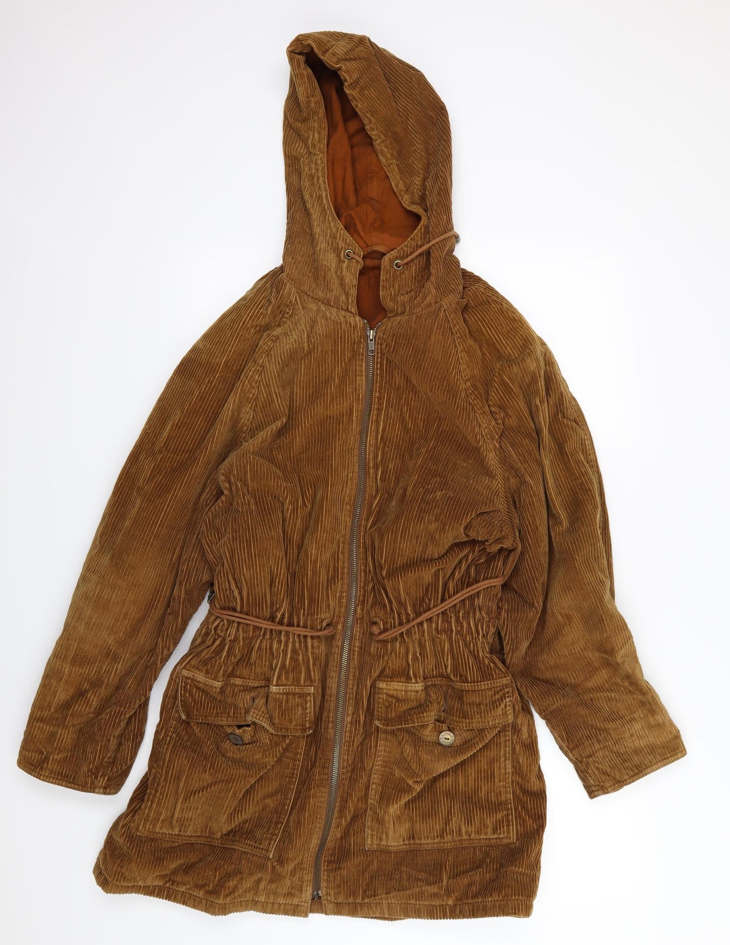 Marks and Spencer Womens Brown  Corduroy Overcoat Coat Size 16