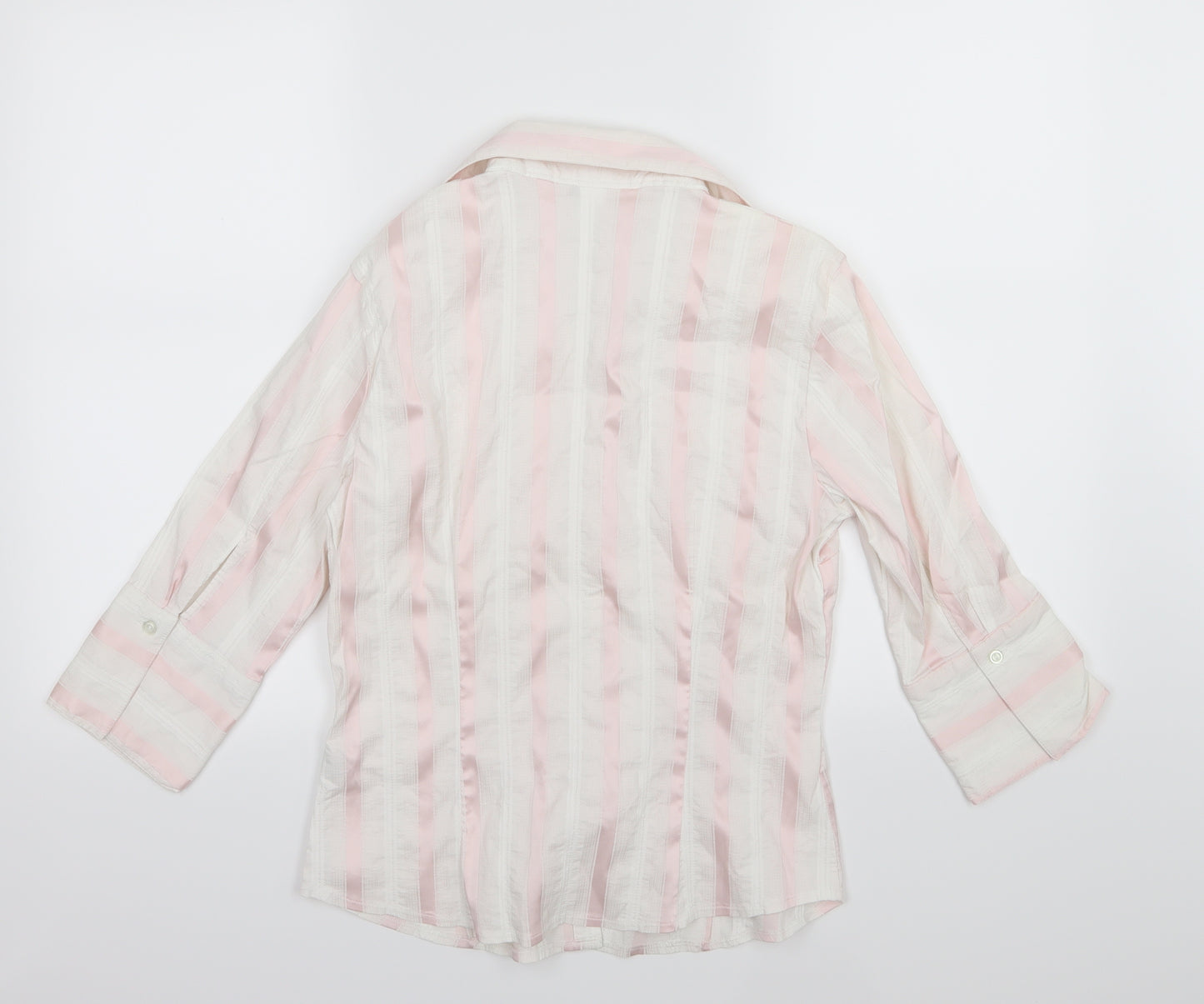 H&M Womens White Striped  Basic Button-Up Size 12