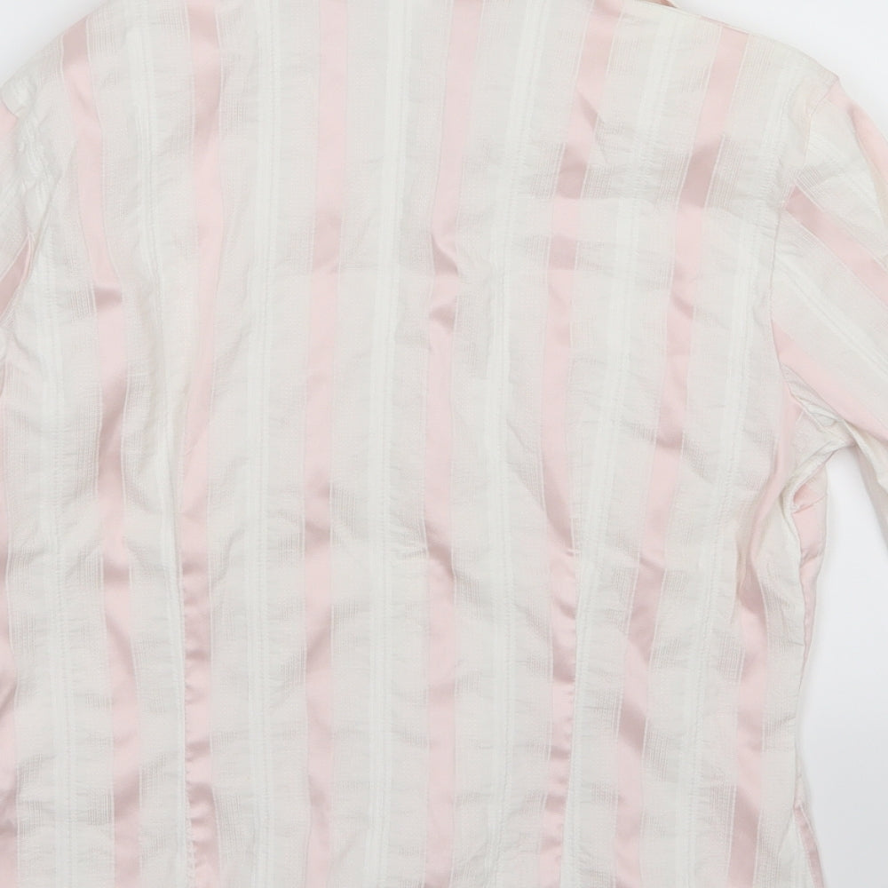 H&M Womens White Striped  Basic Button-Up Size 12