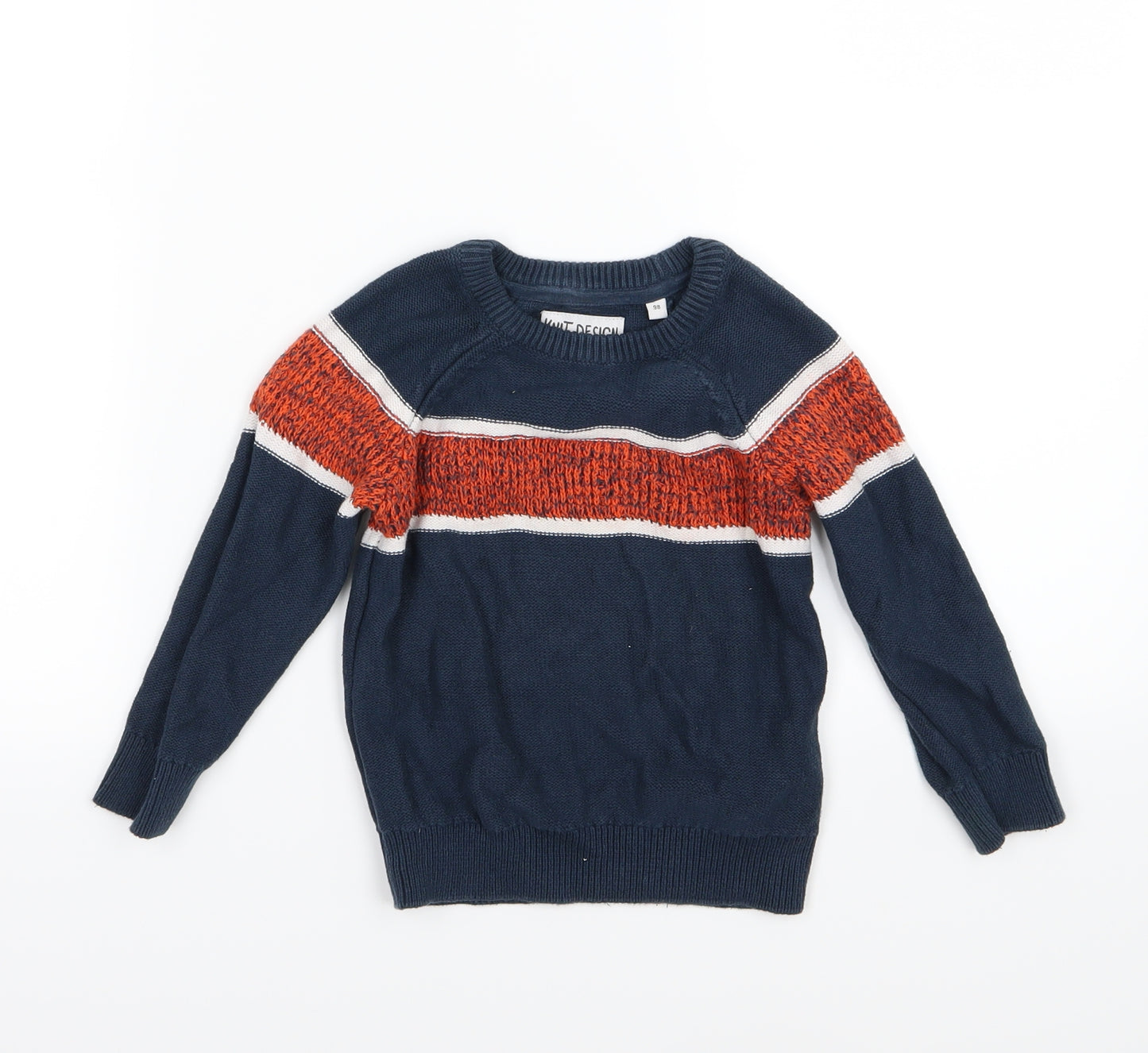 Palomino Boys Blue Striped Knit Pullover Jumper Size 3 Years