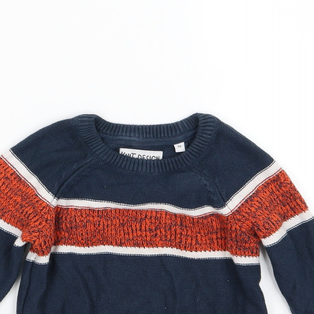 Palomino Boys Blue Striped Knit Pullover Jumper Size 3 Years