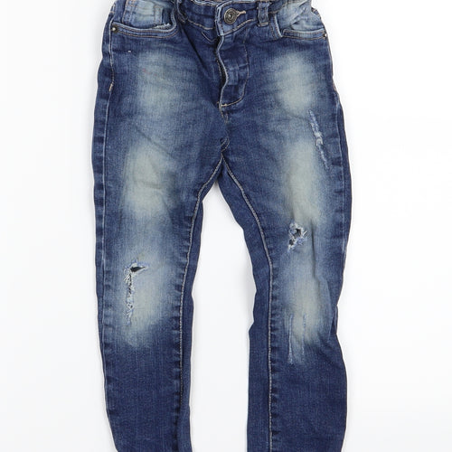 Minoti Boys Blue  Denim Tapered Jeans Size 3-4 Years - Distressed