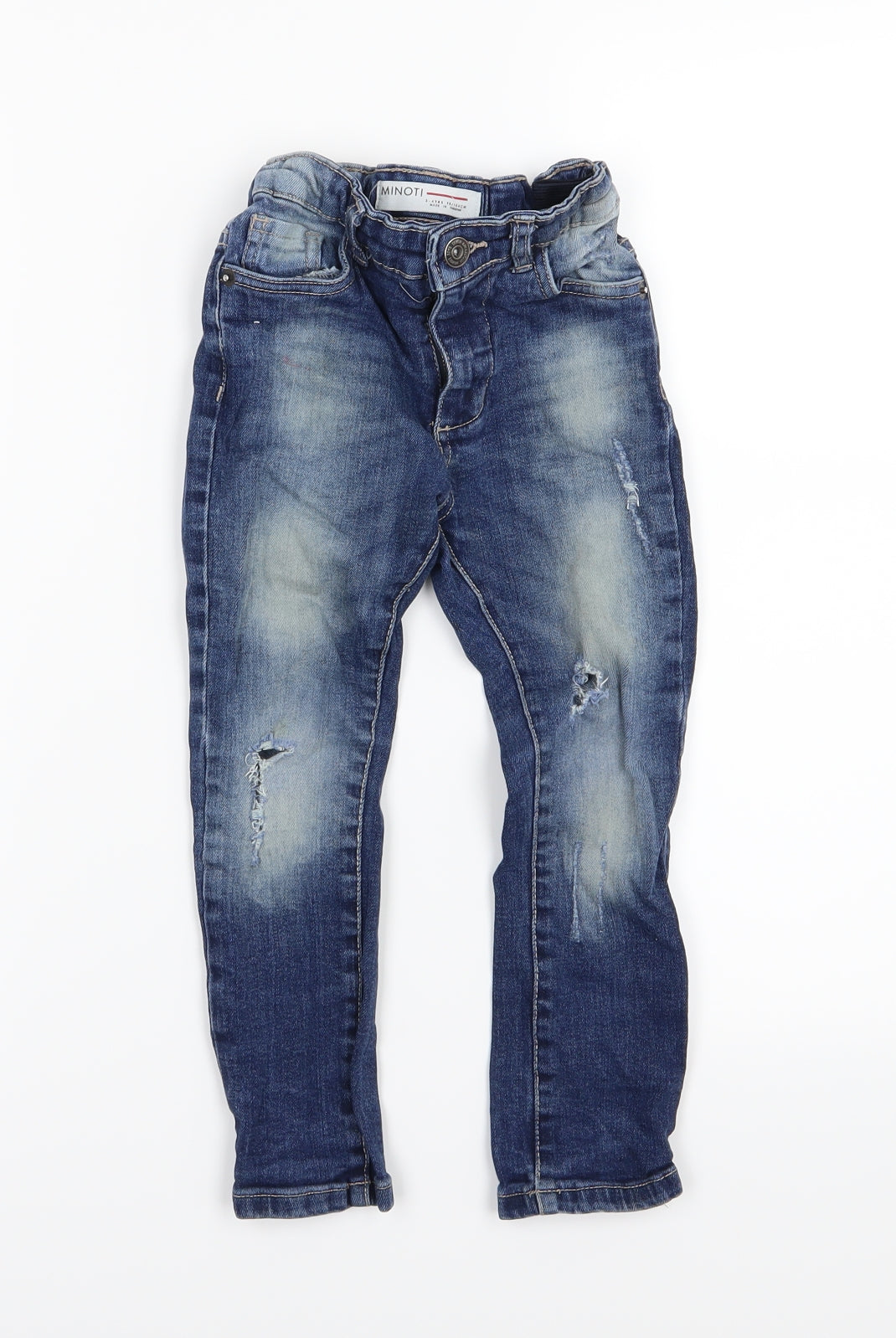 Minoti Boys Blue  Denim Tapered Jeans Size 3-4 Years - Distressed