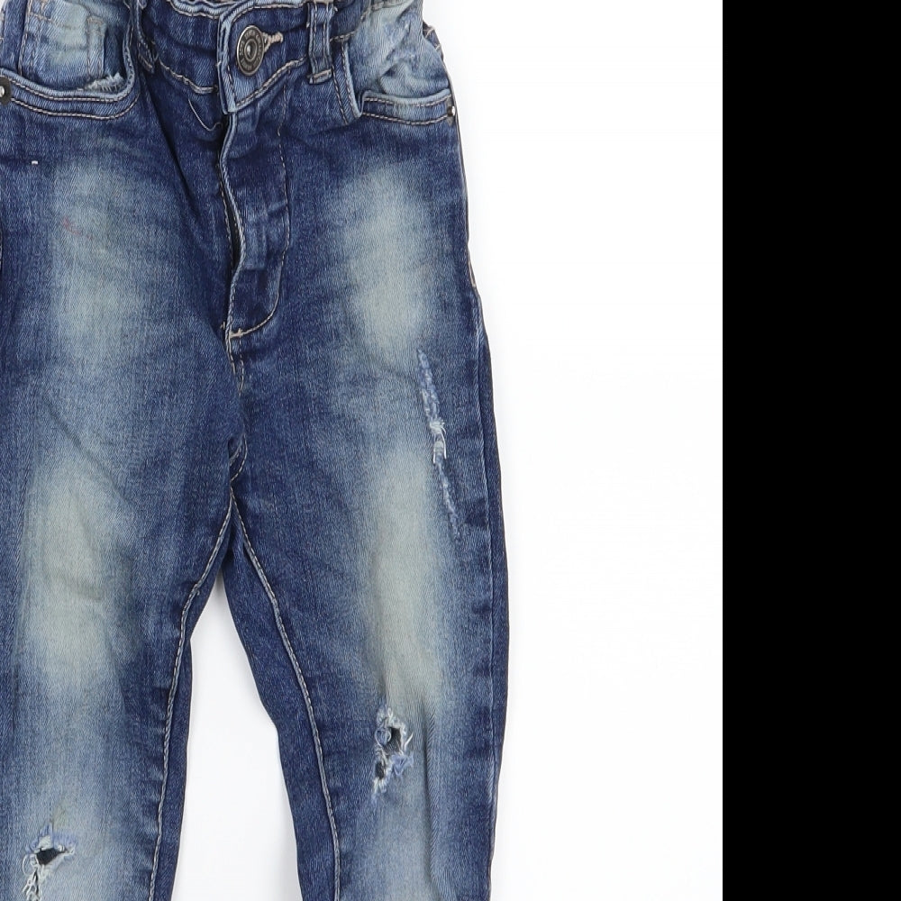 Minoti Boys Blue  Denim Tapered Jeans Size 3-4 Years - Distressed