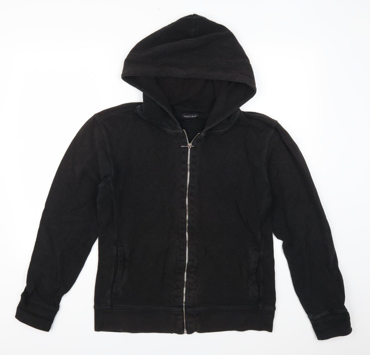 Zara Man Mens Black   Full Zip Hoodie Size XL