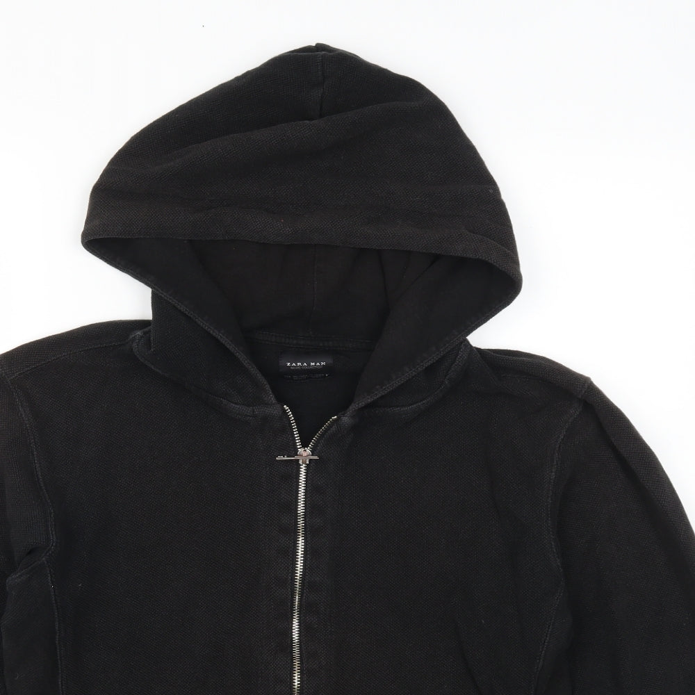 Zara Man Mens Black   Full Zip Hoodie Size XL