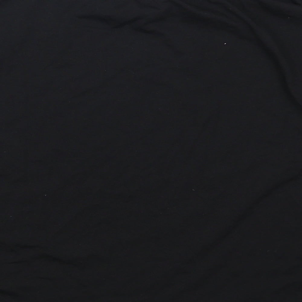 Fashion Womens Black Animal Print  Basic T-Shirt Size L  - Black Cat