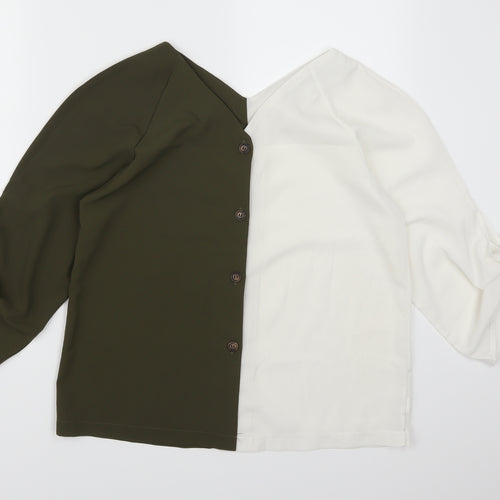 Preworn Womens Green Colourblock  Basic Button-Up Size M