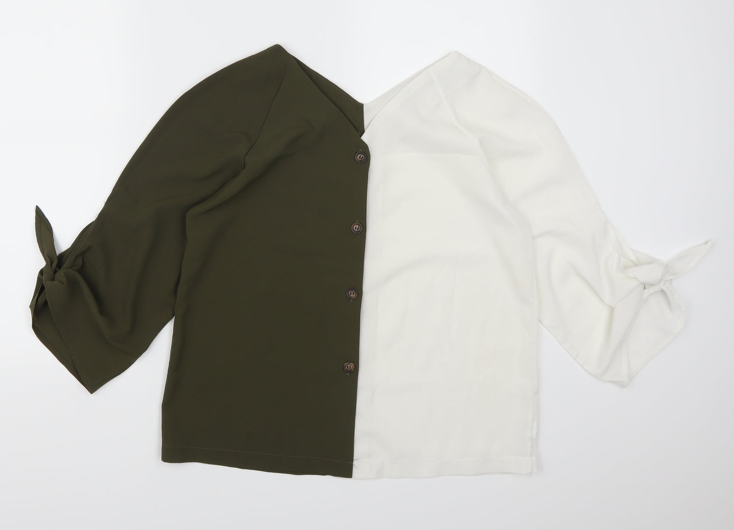 Preworn Womens Green Colourblock  Basic Button-Up Size M