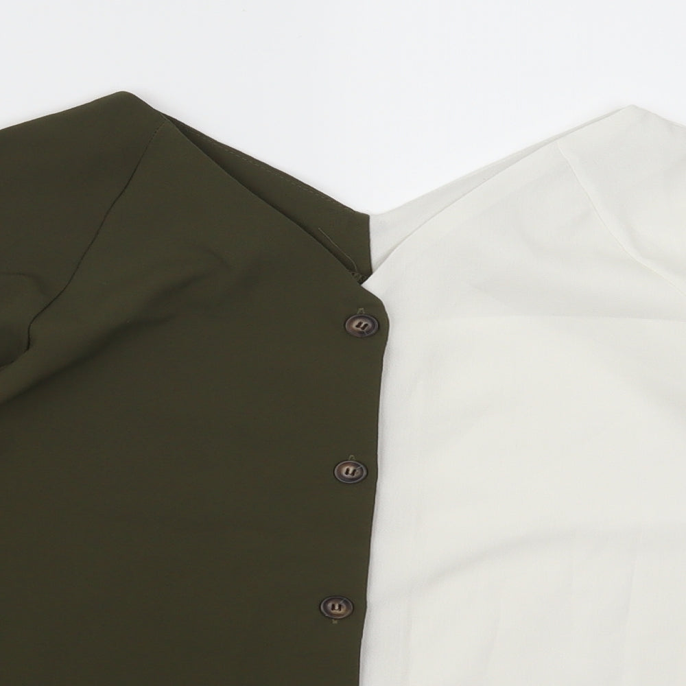 Preworn Womens Green Colourblock  Basic Button-Up Size M