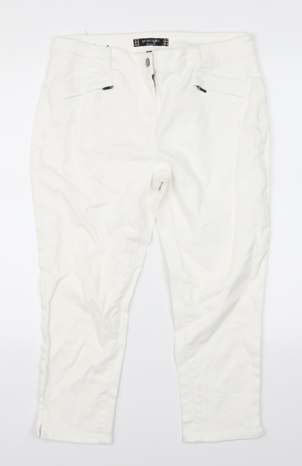 Principles Womens White  Denim Cropped Jeans Size 14 L22.5 in