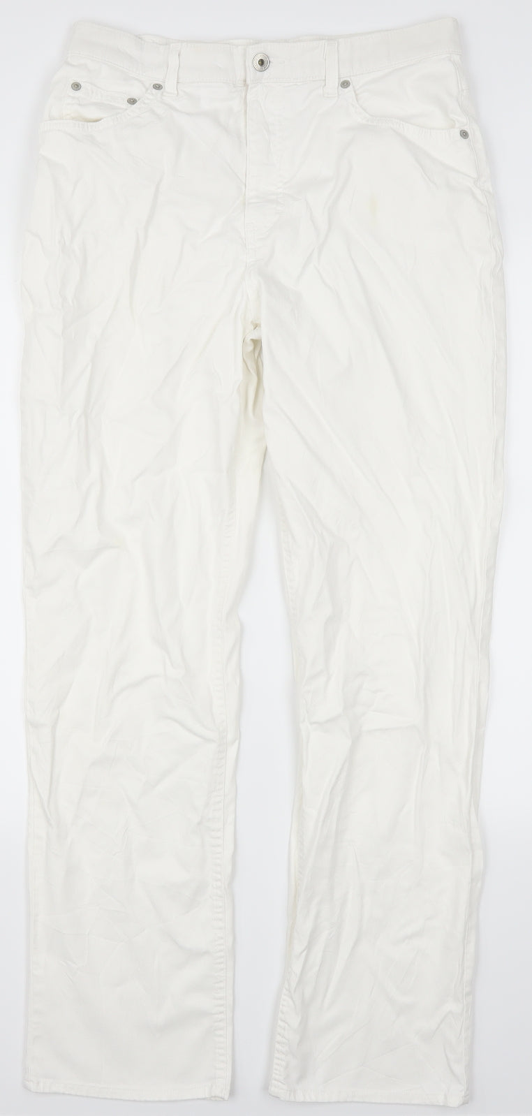 Marks and Spencer Womens White  Denim Straight Jeans Size 10 L31 in