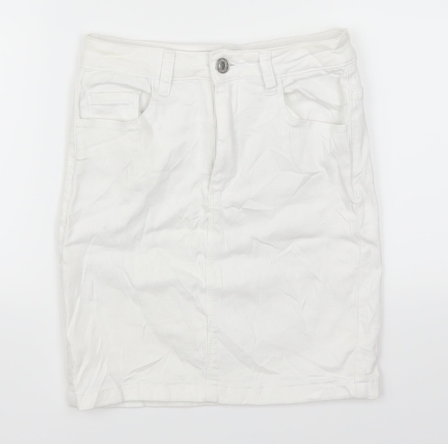 Missguided Womens White  Denim Straight & Pencil Skirt Size 6